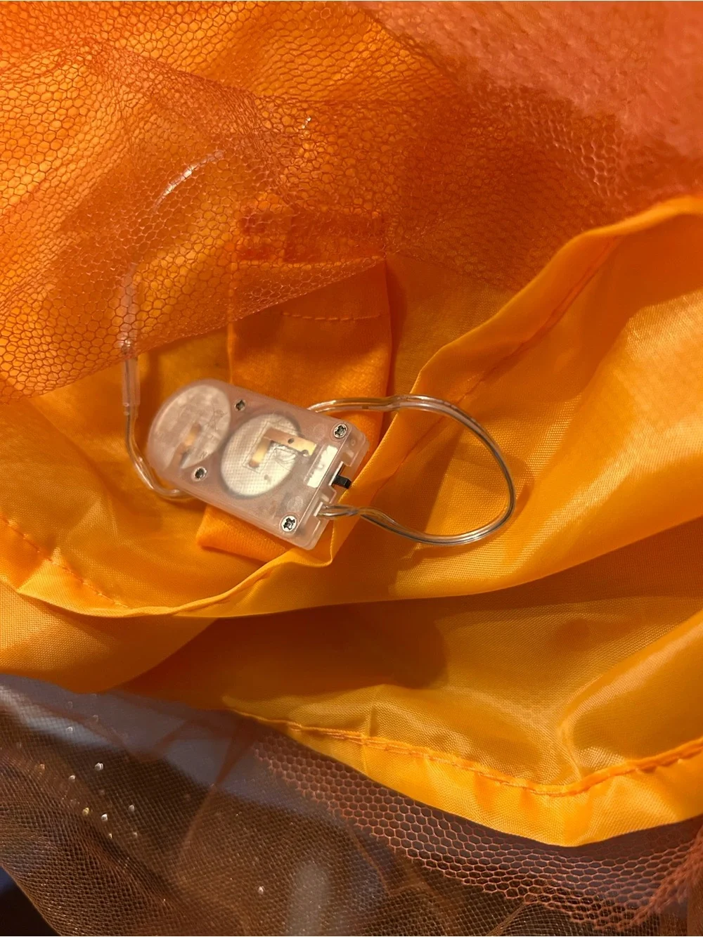 Pottery Barn Kids Light Up Orange Pumpkin Tulle Dress with Green Leaf Accent